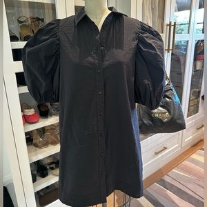 Zara Black Mini dress with puff sleeves size Small